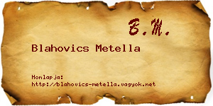 Blahovics Metella névjegykártya